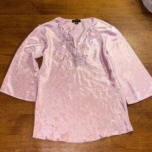 Jones New York Blush Pink Embroidered Top